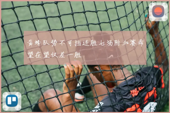 黄蜂队势不可挡连胜七场附加赛希望在望仅差一胜